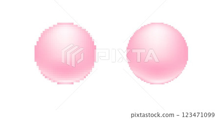 Shiny pink spheres with soft gradient highlight and smooth surface texture 123471099