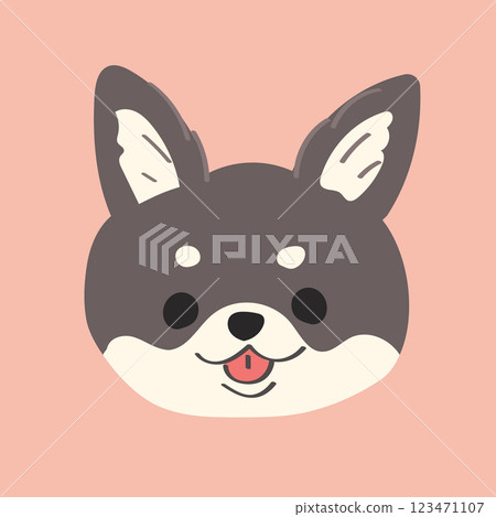 Cute Chihuahua head illustration with black and white eyebrows, face icon Cute Chihuahua head illustration with black and white eyebrows, face icon 123471107