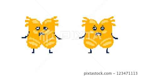 Cute pixel art creatures with playful expressions and simple features in bright yellow tones Cute pixel art creatures with playful expressions and simple features in bright yellow tones 123471113