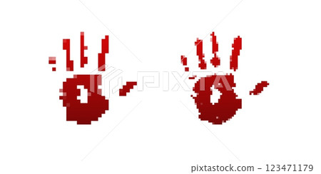 Pixelated Bloody Handprints 123471179