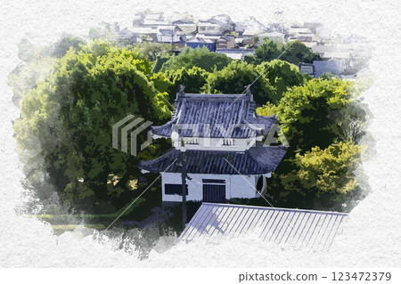 Watercolor style Inuyama Castle rifle tower Inuyama City, Aichi Prefecture Watercolor style Inuyama Castle rifle tower Inuyama City, Aichi Prefecture 123472379