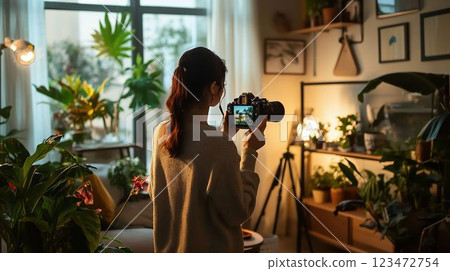Lifestyle YouTuber filming a Vlog 123472754