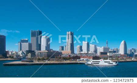Minato Mirai cityscape seen from Osanbashi Pier (February 2025) 123472975