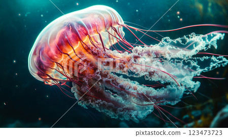 Amazing beautifull colorful jellyfish in the nature. 123473723