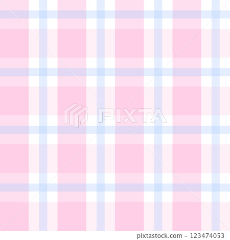 Soft Pastel Pink and Blue Plaid Seamless Pattern for Elegant and Classic Designs 123474053
