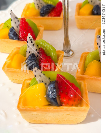Many type of cocktail food on disk ready to eat 123474557