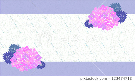 紫色繡球花和五月雨的背景框架插圖 123474718