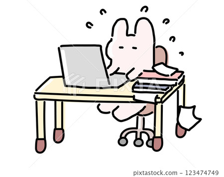 A rabbit who is busy with too much computer work 123474749
