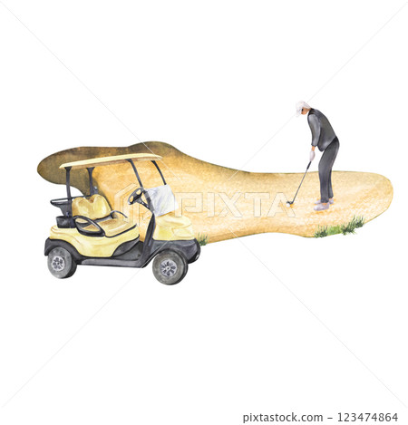 Golf watercolor composition Golf watercolor composition 123474864