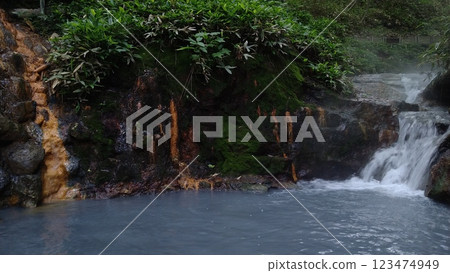 Noboribetsu Onsen Oyunuma River Natural Footbath in Summer Noboribetsu Onsen Oyunuma River Natural Footbath in Summer 123474949