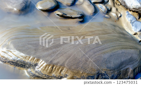 Layered Clay and Clear River Water, Taiwan. Layered Clay and Clear River Water, Taiwan. 123475031