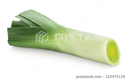 Leek vegetable closeup isolated on white background 123475129
