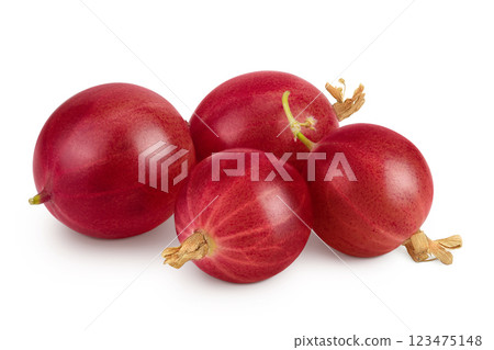 Red gooseberry isolated on white background with full depth of field. Red gooseberry isolated on white background with full depth of field. 123475148