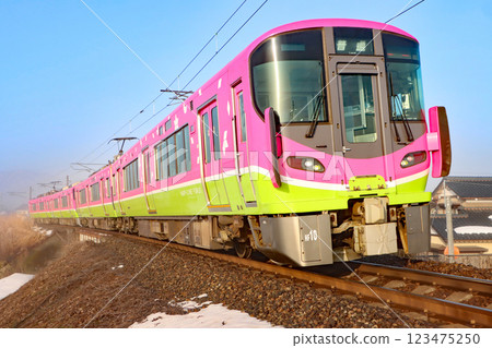 雪鄉歡樂線特別色4節車廂 日野川左岸（鯖江站～武生站間） HF10號列車 HF16號列車 123475250