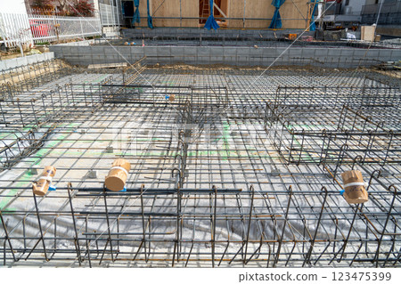 Foundation formwork construction Reinforcement 123475399