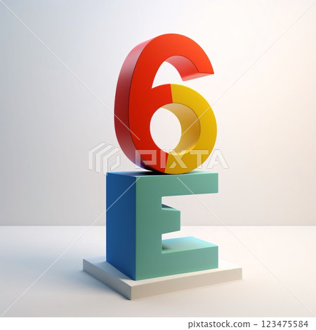 Highly rendering of a 3d number six on a white background 123475584