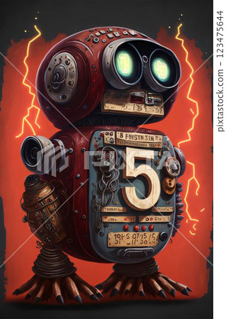 Retro robot on a dark background. 3D illustration. 3D rendering. 123475644