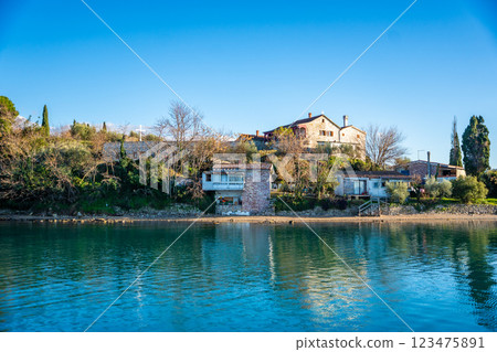 Monastery of St. Michael the Archangel on island in Kotor bay in Montenegro Monastery of St. Michael the Archangel on island in Kotor bay in Montenegro 123475891