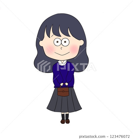 入學典禮上穿制服的女孩插圖 入學典禮上穿制服的女孩插圖 123476072