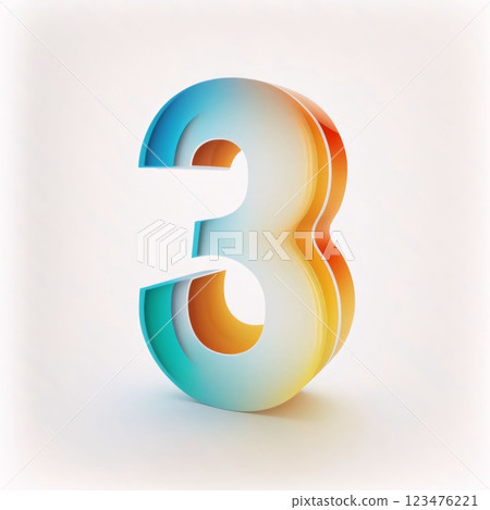 3d glossy colorful font - number 3 isolated on white background. 123476221