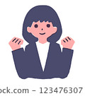 A woman with short hair doing a fist pump 123476307