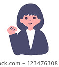 A woman with short hair doing a fist pump 123476308