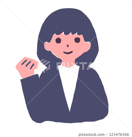 A woman with short hair doing a fist pump 123476308