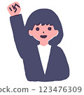 A woman with short hair doing a fist pump 123476309