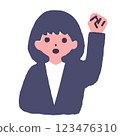A woman with short hair doing a fist pump 123476310