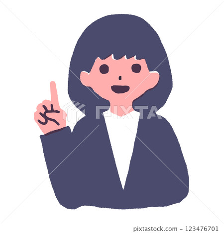 舉起食指的短髮女人 舉起食指的短髮女人 123476701