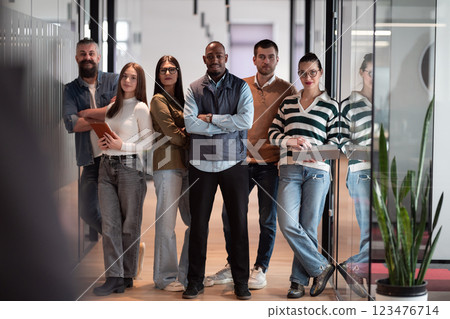 A diverse, multiethnic business team of entrepreneurs and leaders in a modern office, collaborating in an open space. Their teamwork, motivation, and partnership fuel the company's growth and success A diverse, multiethnic business team of entrepreneurs and leaders in a modern office, collaborating in an open space. Their teamwork, motivation, and partnership fuel the company's growth and success 123476714