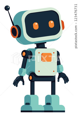 Flat vintage teal robot Flat vintage teal robot 123476731
