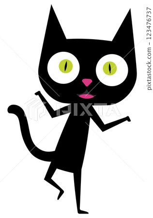 Funny black cat with big head 123476737