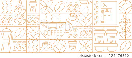 Coffee Line Art Pattern Coffee Shop Menu Design Background Coffee Line Art Pattern Coffee Shop Menu Design Background 123476860