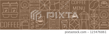 Coffee Line Art Pattern Coffee Shop Menu Design Background  123476861