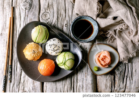 Trendy sushi balls temari Trendy sushi balls temari 123477046