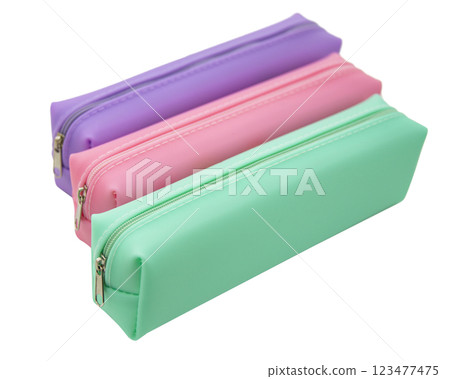 Long pencil pen case container isolated on the white background Long pencil pen case container isolated on the white background 123477475