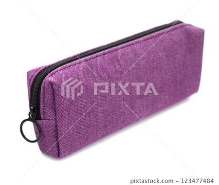 Long pencil pen case container isolated on the white background Long pencil pen case container isolated on the white background 123477484