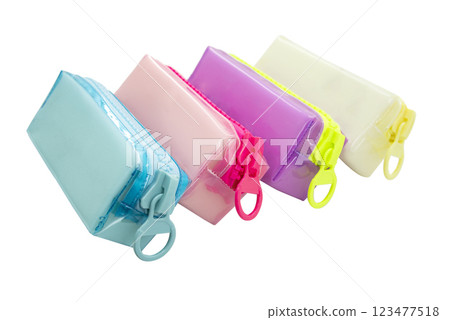 Cute pencil pen case container isolated on the white background Cute pencil pen case container isolated on the white background 123477518