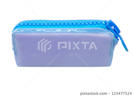 Blue pencil pen case container isolated on the white background Blue pencil pen case container isolated on the white background 123477524