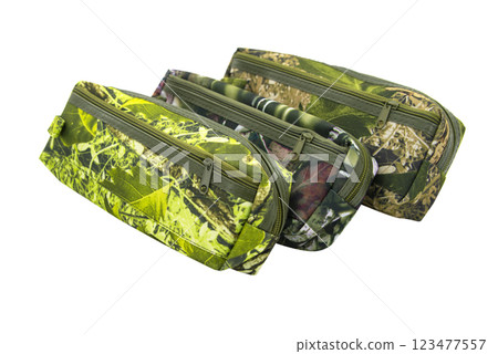 Multicolored pencil pen case container isolated on the white background Multicolored pencil pen case container isolated on the white background 123477557