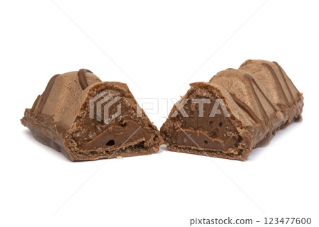 Bonbon sweets candy chocolate waffle isolated on the white background 123477600