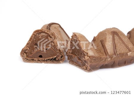 Bonbon sweets candy chocolate waffle isolated on the white background Bonbon sweets candy chocolate waffle isolated on the white background 123477601