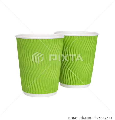 Takeaway corrugated paper cup for tea coffee isolated on the white background 123477623