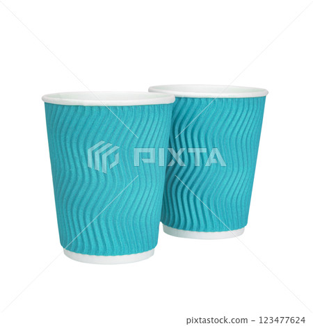 Takeaway corrugated paper cup for tea coffee isolated on the white background 123477624