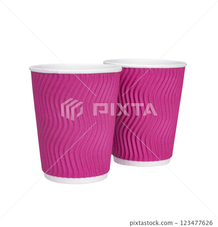 Takeaway corrugated paper cup for tea coffee isolated on the white background 123477626