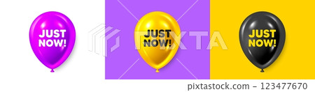 Birthday balloons 3d icons. Just now tag. Special offer sign. Sale promotion symbol. Just now text message. Party balloon banners with text. Birthday or sale ballon. Vector Birthday balloons 3d icons. Just now tag. Special offer sign. Sale promotion symbol. Just now text message. Party balloon banners with text. Birthday or sale ballon. Vector 123477670