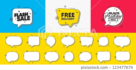 Black friday chat speech bubble. Free delivery tag. Shipping and cargo service message. Business order icon. Free delivery chat message. Flash sale speech bubble banner. Offer text balloon. Vector Black friday chat speech bubble. Free delivery tag. Shipping and cargo service message. Business order icon. Free delivery chat message. Flash sale speech bubble banner. Offer text balloon. Vector 123477679