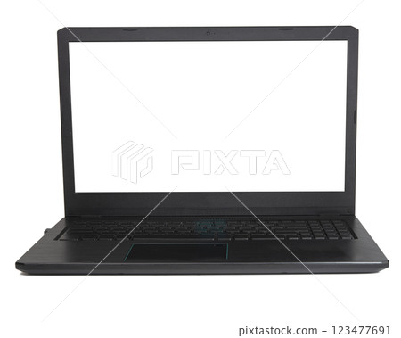 Black laptop pc isolated on the white background 123477691