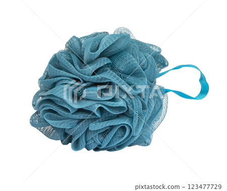 Shower puff sponge soft fluffy for bath isolated on the white background 123477729